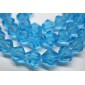 Бусины биконус кристалл голубые 6мм